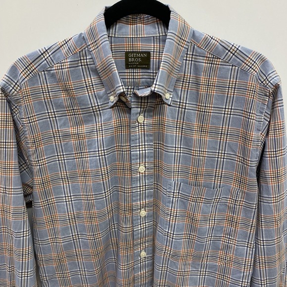 Gitman Bros. Other - Gitman Bros Tattersall Plaid Men's M Button Down Dress Shirt USA Orange Blue